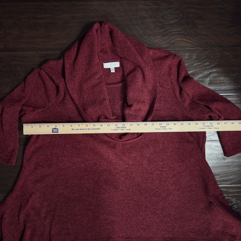 New Directions Burgundy Cowl Neck Sweater - Picture 11 of 12